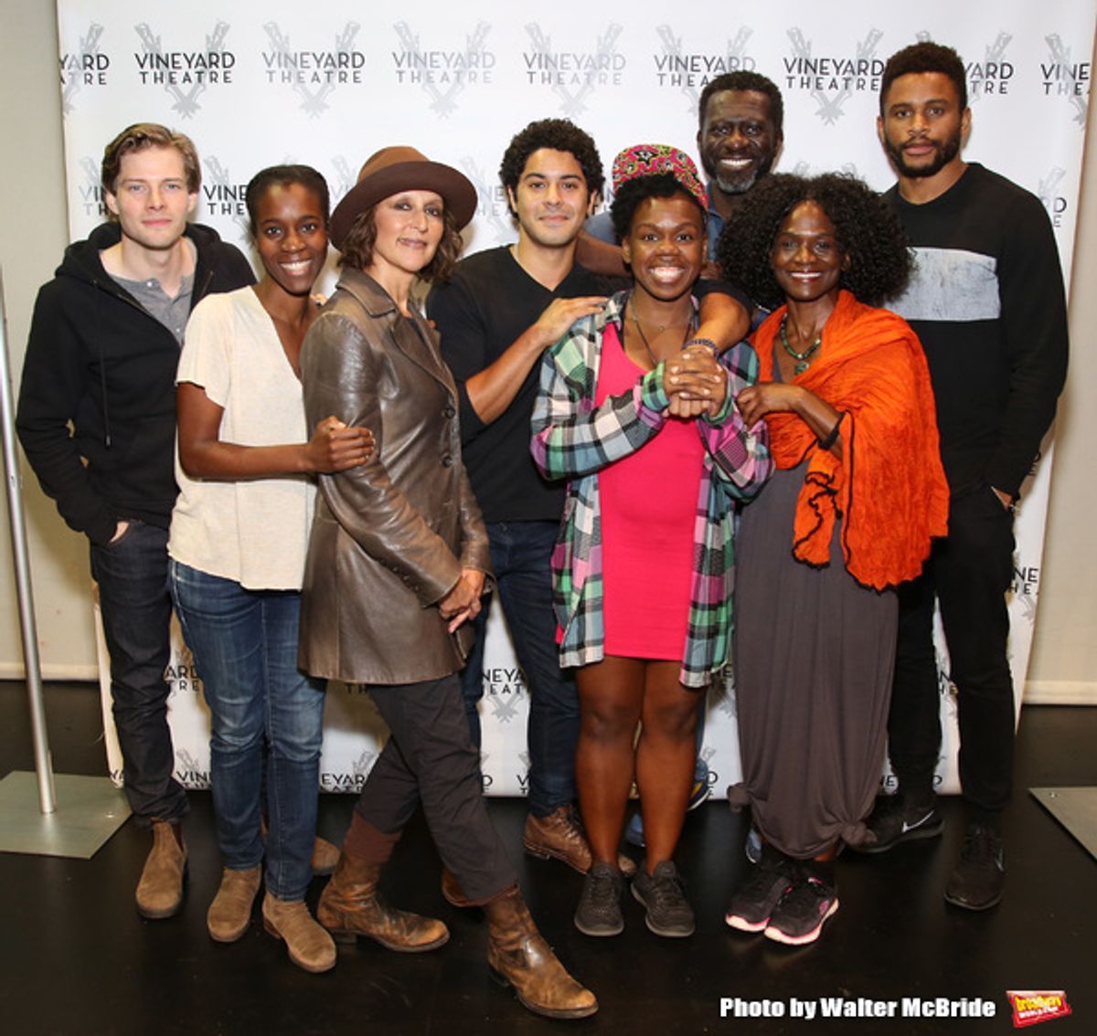 Hunter Parrish, director Awoye Timpo, Lisa Ramirez, Ian Quinlan, playwright and star Ngozi Anyanwu, Oberon K.A. Adjepong, Patrice Johnson Chevannes, and Nnamdi Asomugha at 