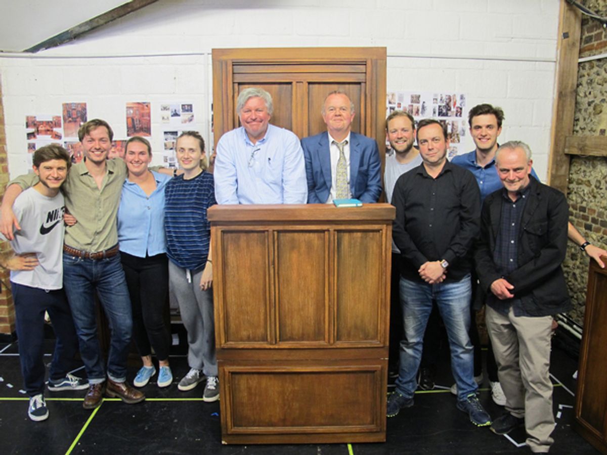 Ian Hislop, Nick Newman, and the cast of Trial By Laughter at 