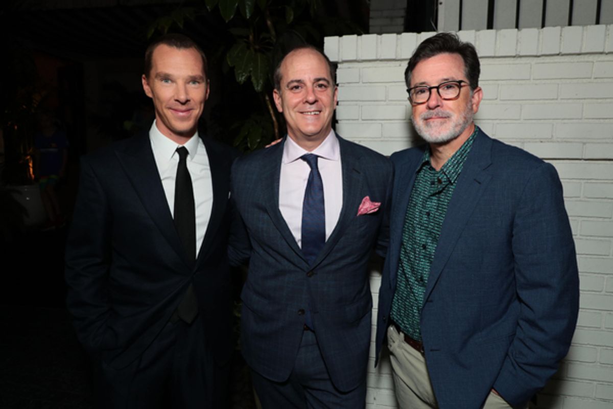 Benedict Cumberbatch, David Nevins and Stephen Colbert at 