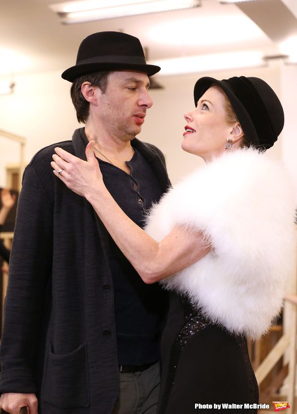 Zach Braff and Marin Mazzie performing during the sneak peek rehearsal performance of Photo