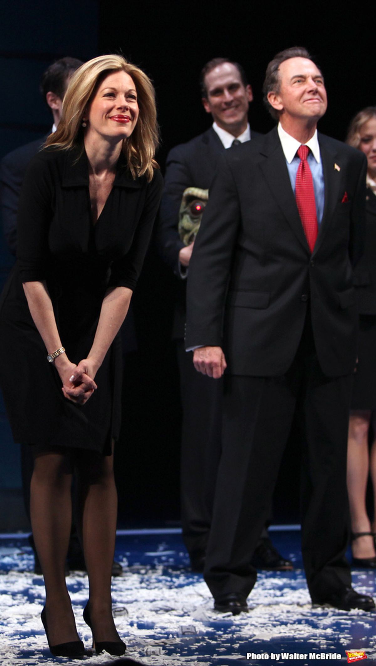 Marin Mazzie, Gregory Itzin taking a bow during the Opening Night Broadway Performance Curtain Call for ENRON at the Broadhurst Theatre , New York City.
April 27, 2010 at 