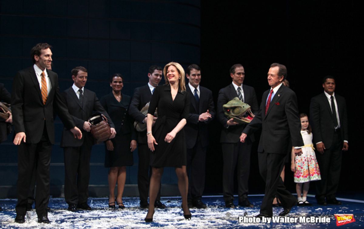 Marin Mazzie, Ian Jahn, Anthony Holds, Brandon J. Dirden, Gregory Itzin taking a bow during the Opening Night Broadway Performance Curtain Call for ENRON at the Broadhurst Theatre , New York City.
April 27, 2010 at 