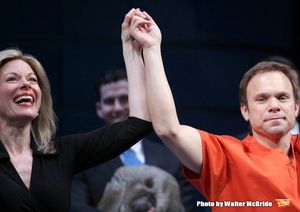 Marin Mazzie & Norbert Leo Butz taking a bow during the Opening Night Broadway Perfor Photo