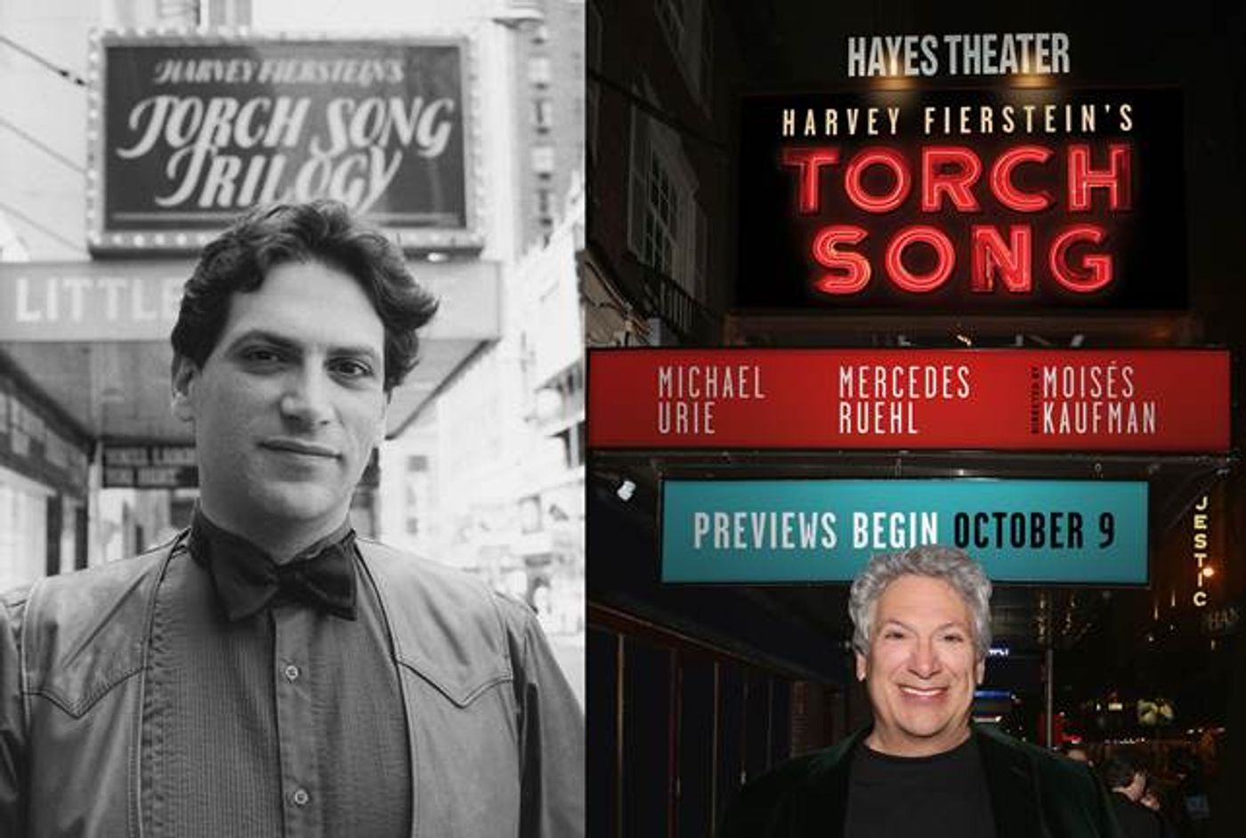 Then and Now: Harvey Fierstein Poses with the TORCH SONG Marquee at the Hayes Theater  Image
