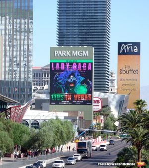Theatre Marquee for "Lady Gaga Enigma", a concert residency featuring two different s Photo