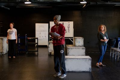 Rebecca Spence (Judy/Ensemble), Terry Bell (Christopher) and Caroline Neff (Siobhan) Photo