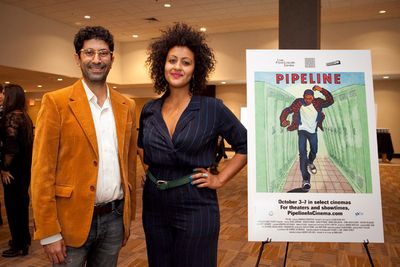 Stage director Lileana Blain-Cruz with PIPELINE film director Habib Azar Photo
