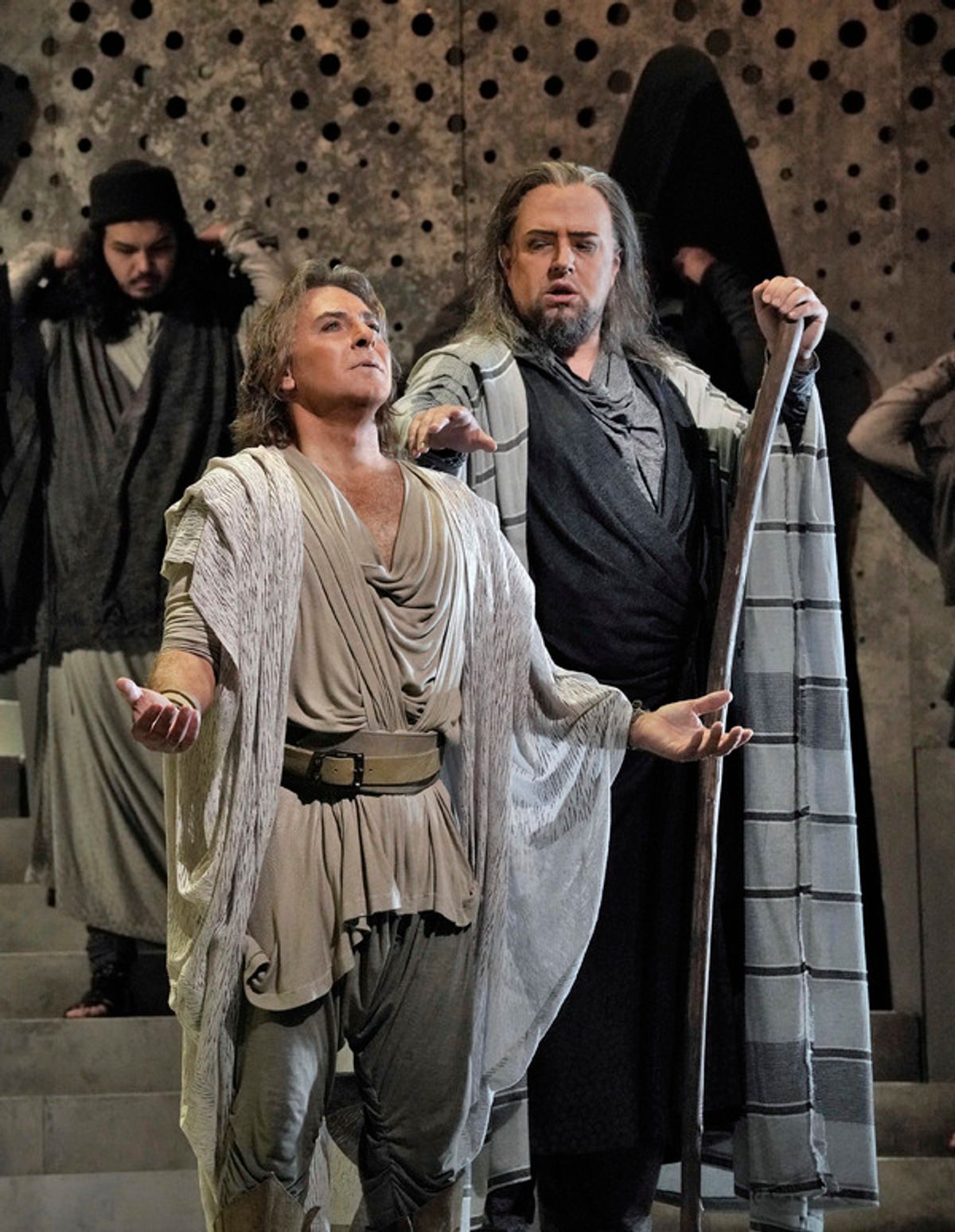 Roberto Alagna as Samson and Dmitry Belosselskiy as the Old Hebrew in Saint-SaÃ«ns's 'Samson et Dalila.'
 at 