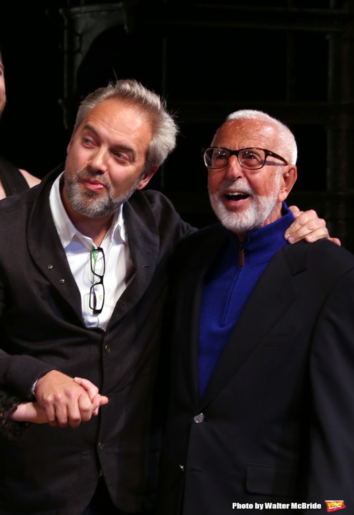 Sam Mendes and Joe Masteroff during the Broadway Opening Night Performance Curtain Call for 'Cabaret' at Studio 54 on April 24, 2014 in New York City. at 