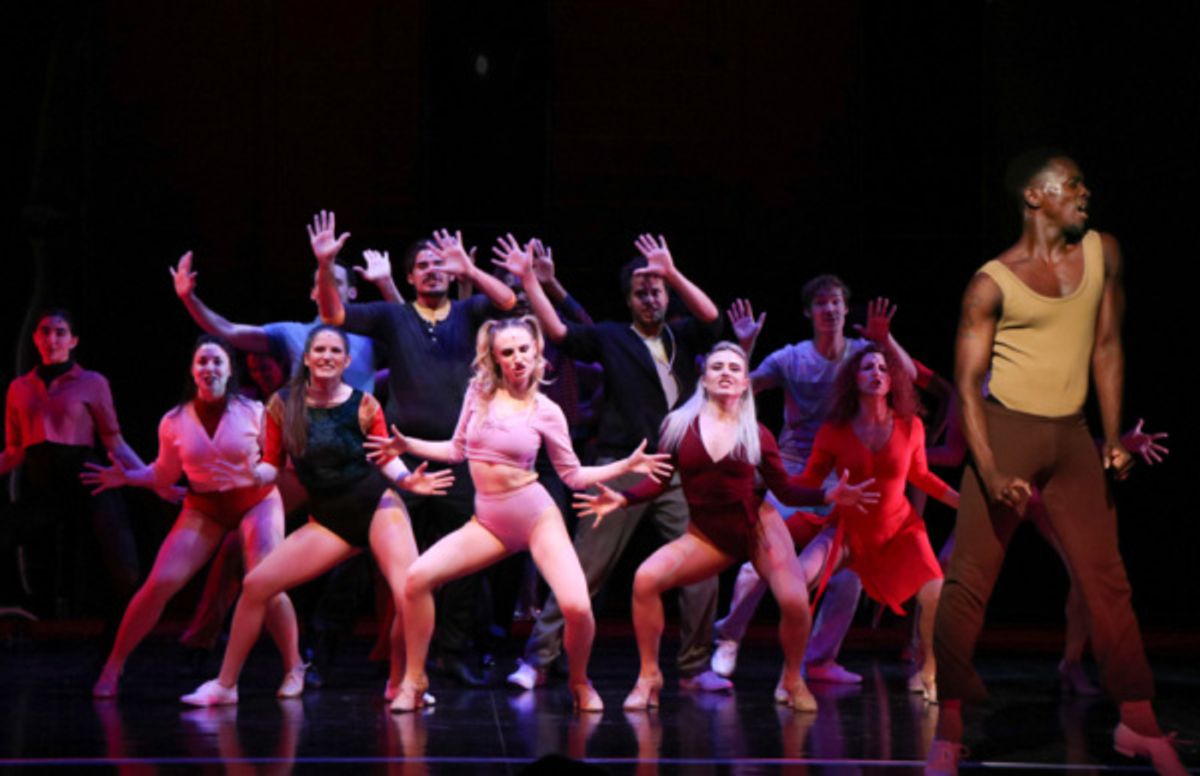 Zach (Brian Kulaga) and cast in A Chorus Line at Metropolis Performing Arts Centre at 