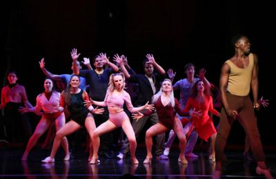 Zach (Brian Kulaga) and cast in A Chorus Line at Metropolis Performing Arts Centre Photo