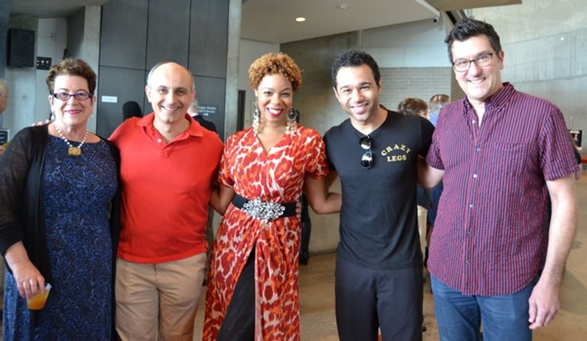 Director Molly Smith, Stephen DeRosa (Moonface Martin), Soara-Joye Ross (Reno Sweeney), Corbin Bleu (Billy Crocker) and Music Director Paul Sportelli at 