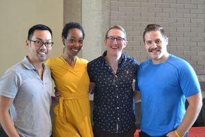 Christopher Shin (Luke/Ensemble), Kristyn Pope (Chastity/Ensemble), Brent McBeth (Quartet/Ensemble) and Brett Uram (Swing) @ BroadwayWorld Christopher Shin (Luke/Ensemble), Kristyn Pope (Chastity/Ensemble), Brent McBeth (Qua Photo