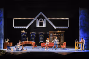 Life is busy at the Bechdel house (shown l to r: Jack Barrett, Lila Gold, Billy Hutton, Crissy Guerrero, James Lloyd Reynolds, Moira Stone) in â€"Fun Home,†@ BroadwayWorld Life is busy at the Bechdel house (shown l to r: Jack Barrett, Lila Gold, Billy Hutto Photo