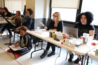 The creative team with director Jo Bonney and playwright Patricia Ione Lloyd Photo