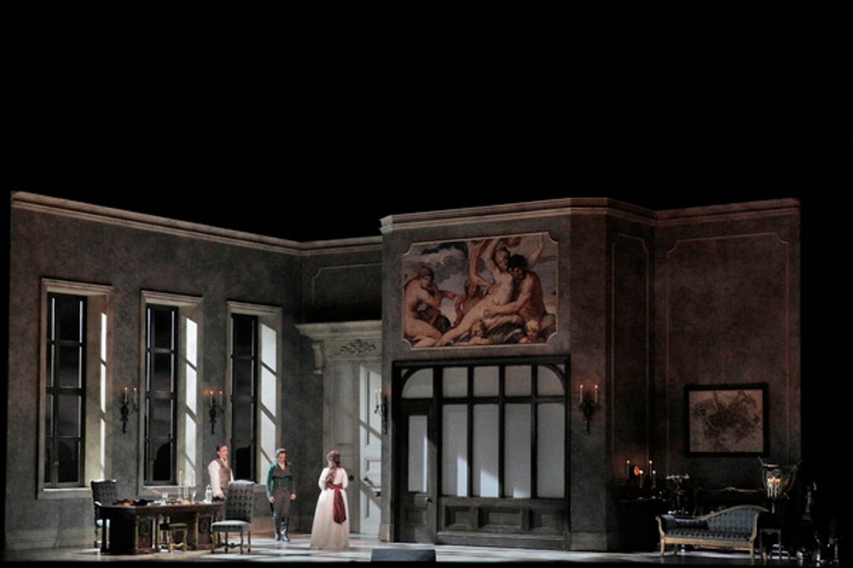 Act II of Puccini's 'Tosca' with Scott Hendricks as Scarpia, Joel Sorensen as Spoletta and Carmen Giannattasio as Tosca at 