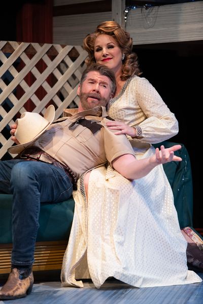 Michael Ray Wisely as Sheriff Ed Earl Dodd and Dyan McBride as Miss Mona. Photo: Ben  Photo
