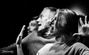 AJ Blankenship, Justin Henry, and Cassandra Sandberg sing On the S.S. Bernard Cohn fr Photo