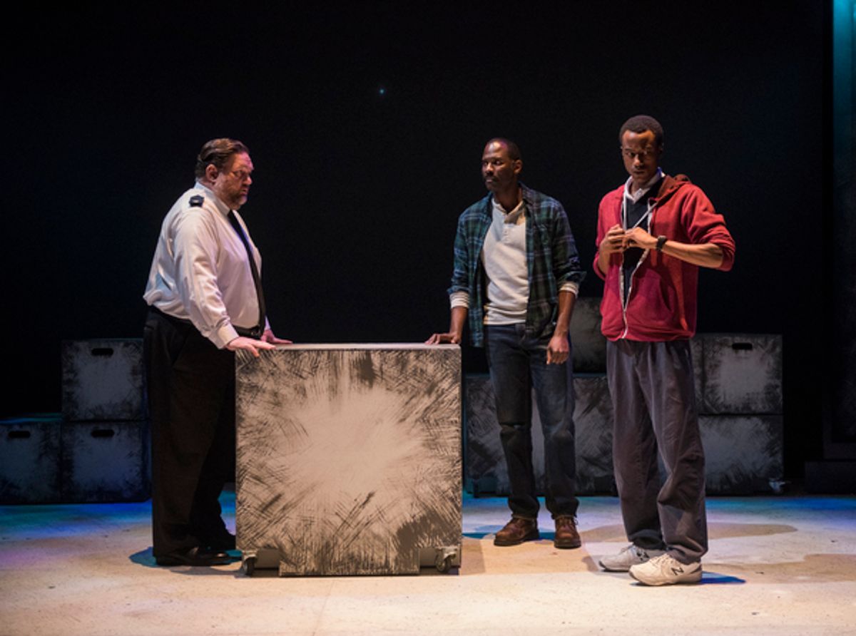 Christopher M. Walsh (Uncle Terry/Station Policeman/Ensemble), Cedric Mays (Ed) and Terry Bell (Christopher) at 