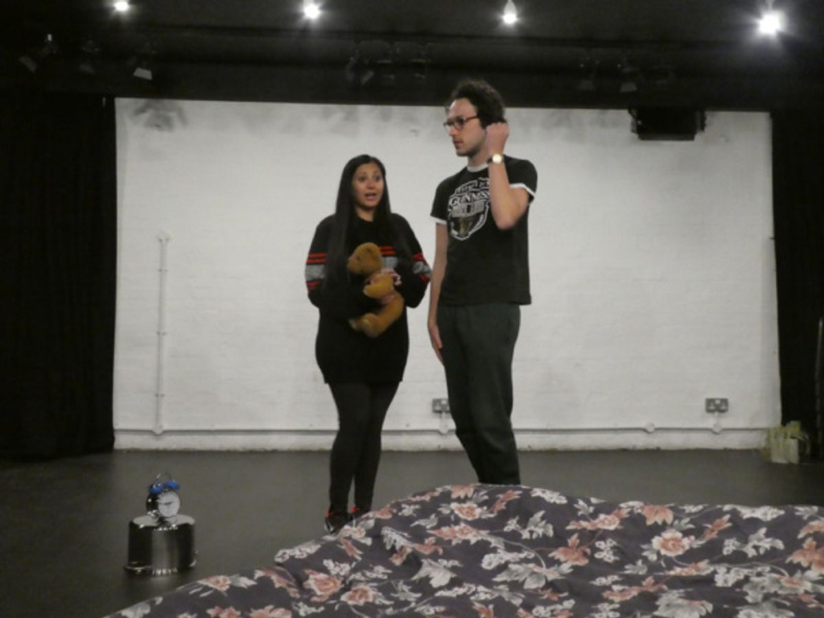 Serin Ibrahim and David Hubball in rehearsal for HERE by Michael Frayn, playing at Greenwich Theatre, 9-13 October at 