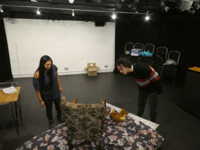 Serin Ibrahim and David Hubball in rehearsal for HERE by Michael Frayn, playing at Gr Photo
