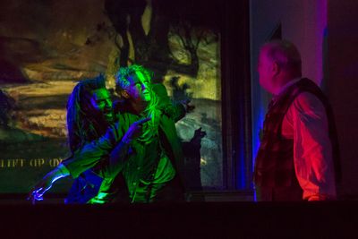 Christopher Wallinger, Lamont Webb  and Richard Large in The Chimes.  Photo
