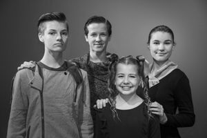 Matthew Gay, Peyton Nicholson, Sara Guiou, and Madeline Carter, photograph by Jason Johnson-Spinos @ BroadwayWorld Matthew Gay, Peyton Nicholson, Sara Guiou, and Madeline Carter, photograph by Jason J Photo