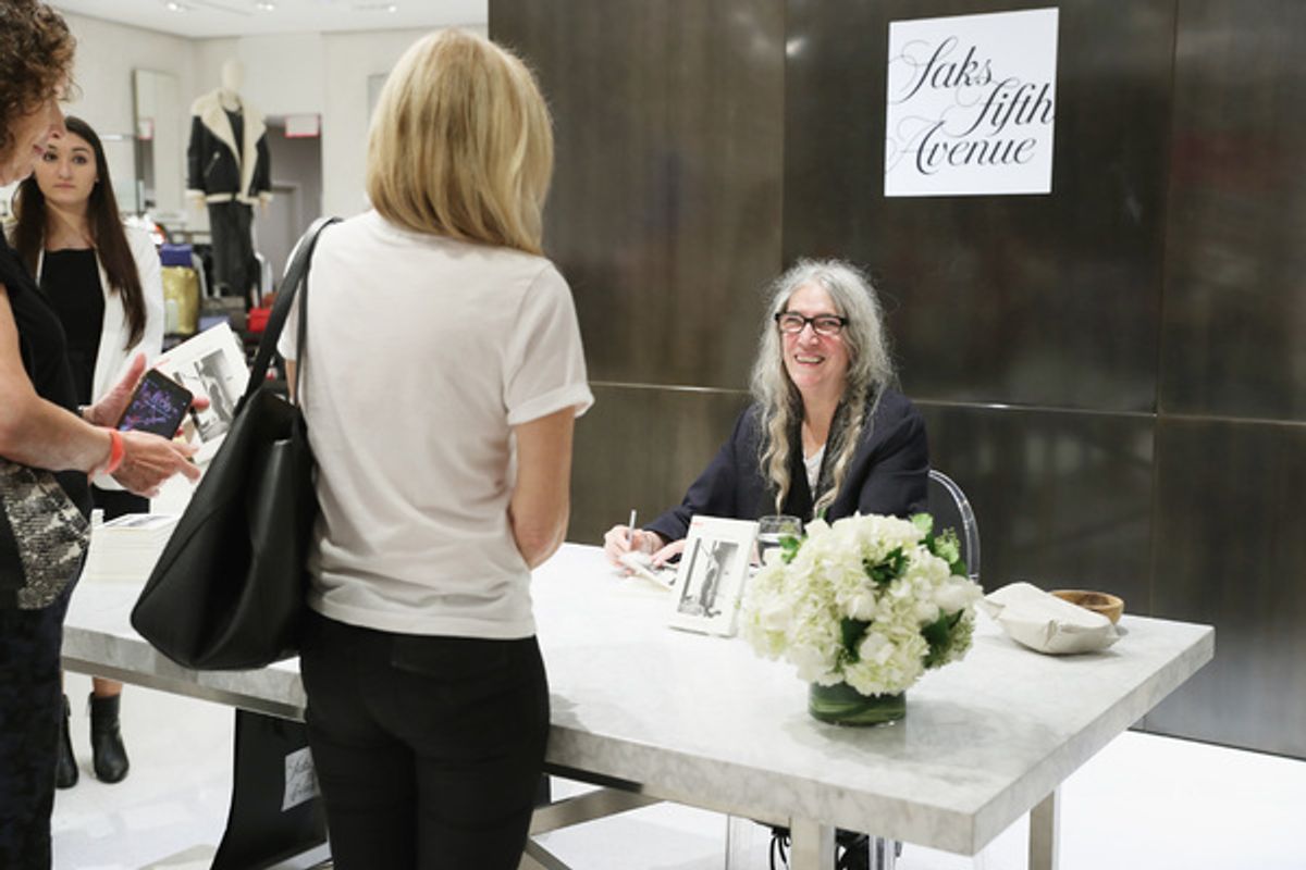 Patti Smith signs her books during the Saks Fearless Women Speaker Series With Patti Smith on September 26, 2018 at Saks Fifth Avenue in New York City.  at 