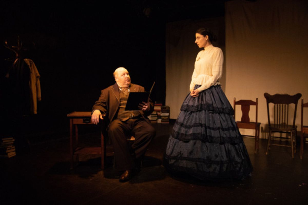 Lumber baron James Nash (Brendan Patrick Connor) meets educator Esther Daniels (Adriana Jones) in Saginaw, Michigan, in 1856.

Photo Credit: Elizabeth Mealey

Implied Consent at the Access Theater at 