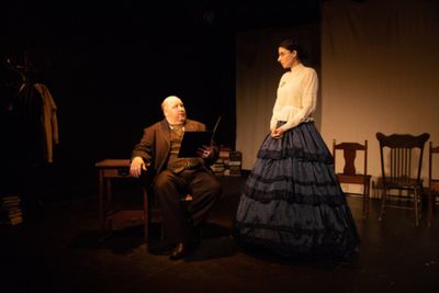 Lumber baron James Nash (Brendan Patrick Connor) meets educator Esther Daniels (Adria Photo