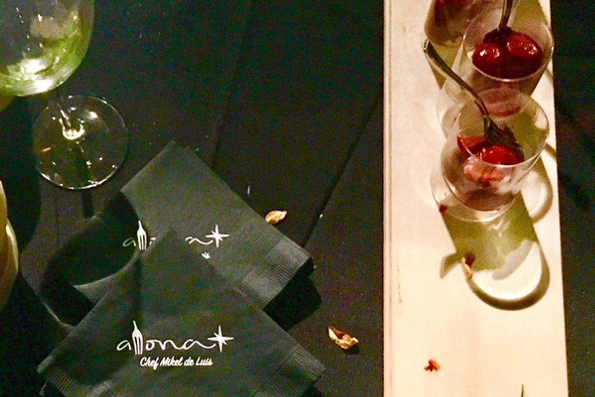 aMona Events napkins frame Chef David Garcia's sensational octopus appetizer. at BWW Review: SIX CHEFS FIND A PALATABLE PARADISE IN PANAMA in PANGA IBERICA