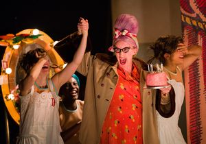 Young Dora (Bettrys Jones), Grandma Chance (Katy Owen) and Young Nora (Mirabelle Grem Photo
