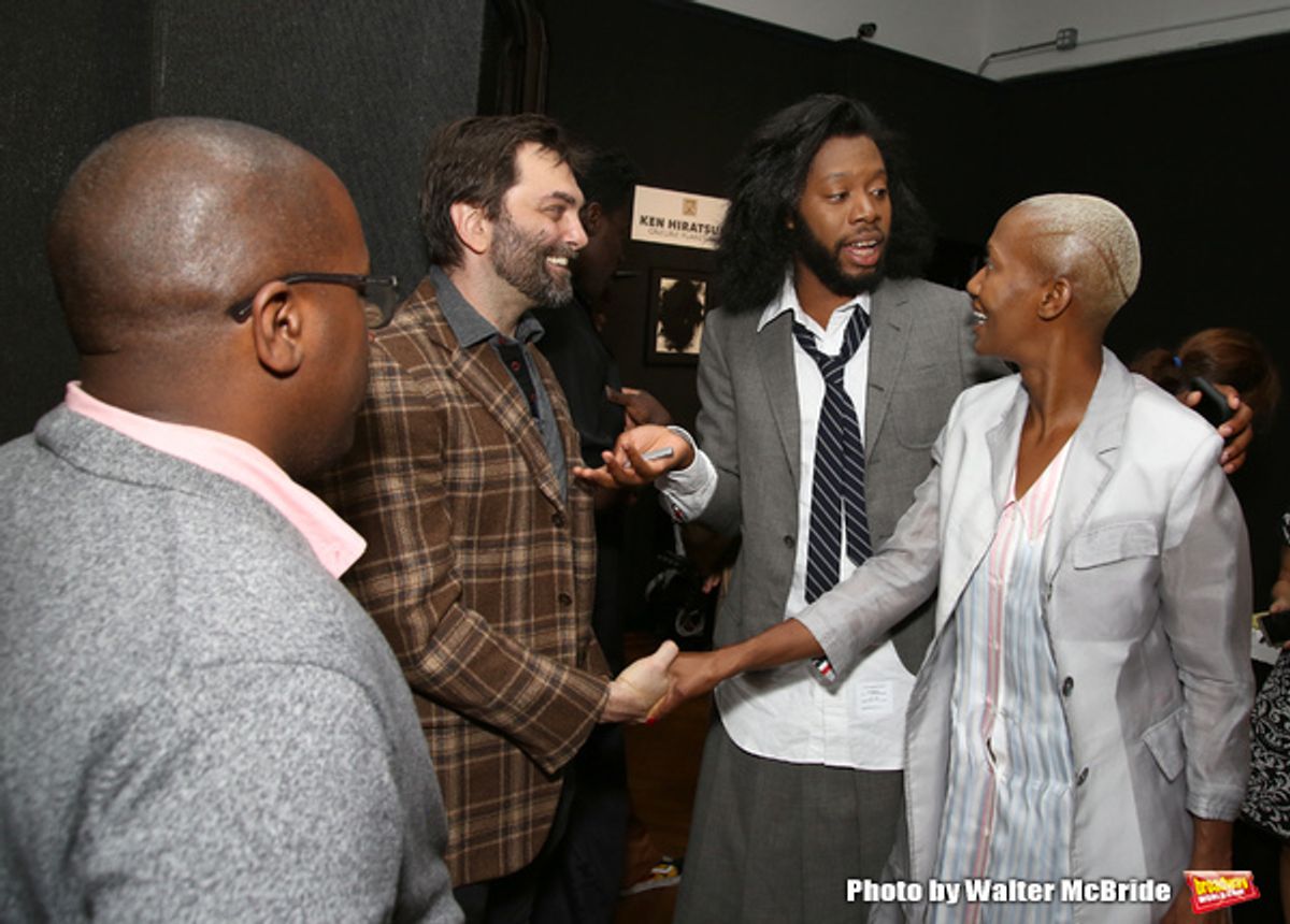 Michael R. Jackson, Christopher Shinn, Jeremy O. Harris with his mom 
Veronica Ann Farrish  at 