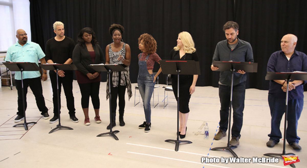 James Monroe Iglehart, Nick Cordero, Amma Osei, Amber Iman, Allison Semmes, Megan Hilty, Josh Radnor and Lee Wilkof at 