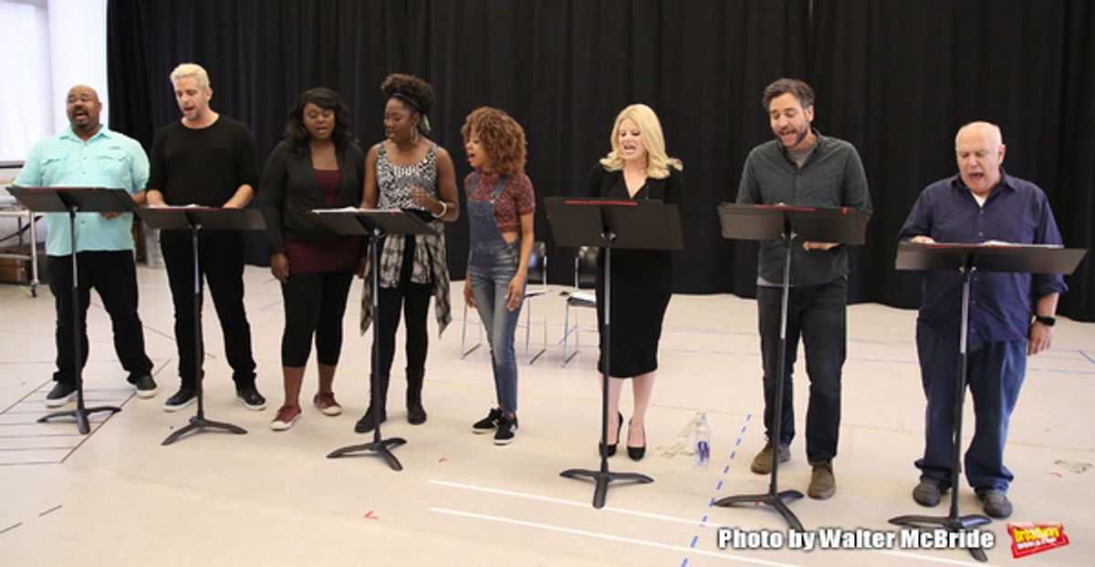 James Monroe Iglehart, Nick Cordero, Amma Osei, Amber Iman, Allison Semmes, Megan Hilty, Josh Radnor and Lee Wilkof at 