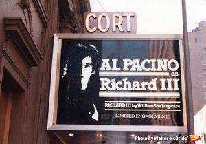 Opening Night Theatre Marquee for Al Pacino as â€�"Richard IIIâ€ on Broadway  Photo