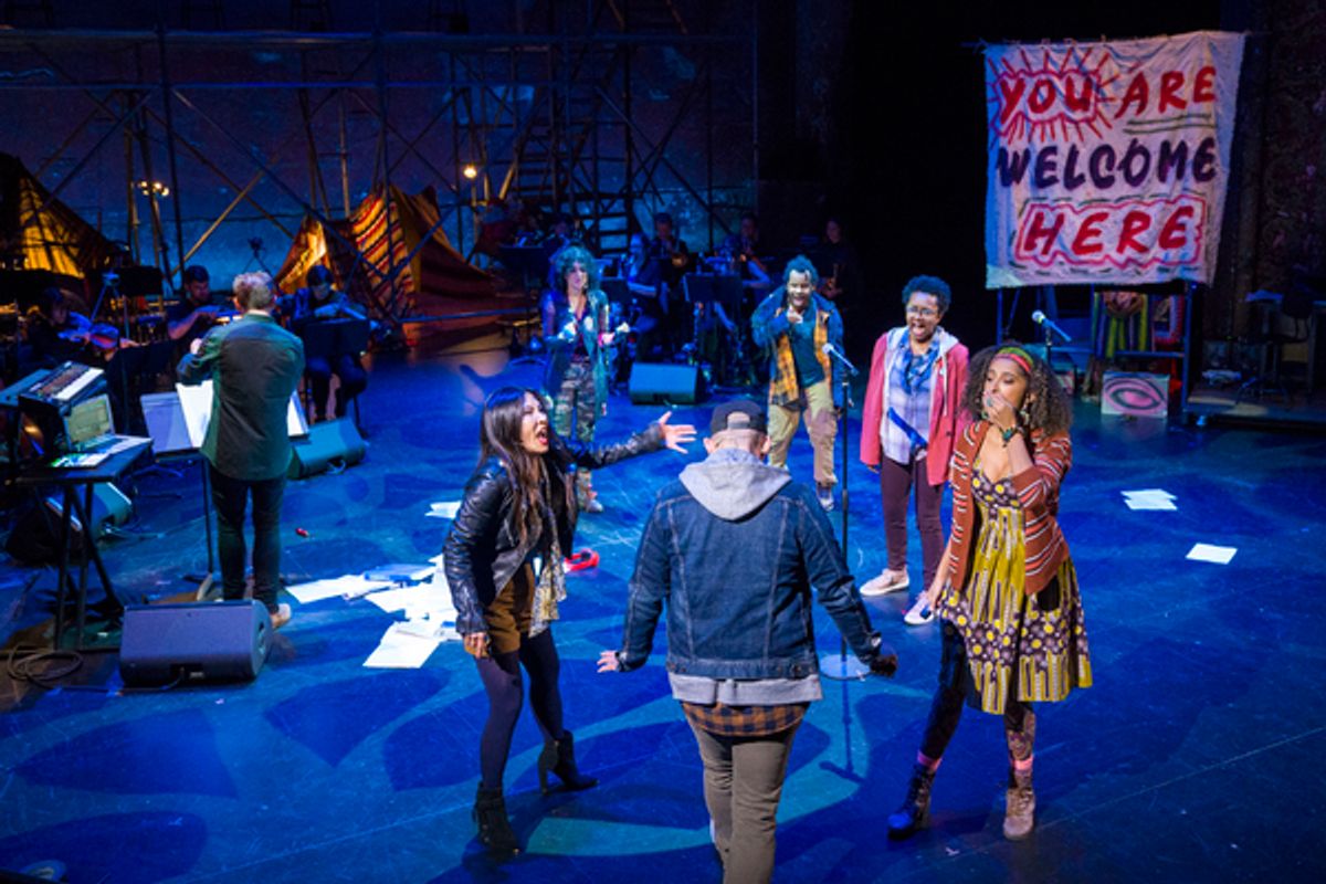 Photo: Ted Hearne, Conductior with ENSEMBLE in PLACE
Created by Ted Hearne, Patricia McGregor, and Saul Williams; Music by Ted Hearne; Libretto by Saul Williams 
and Ted Hearne; Directed by Patricia Gregor
Dress rehearsal photographed: Thursday, October 1 at 