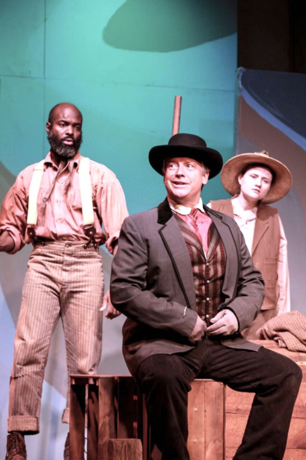 Louis Baker as Jim, James Calvert at The Duke, Heather Taylor as Huck at 