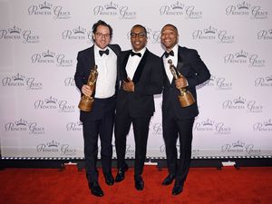 Presenter Leslie Odom Jr. with honorees Honorees Sam Gold and Kyle Abraham  Photo
