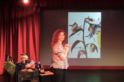 Dana Aber in her solo show Baggage at the Door 


collage:  Pinned Down, by Dana Aber Photo