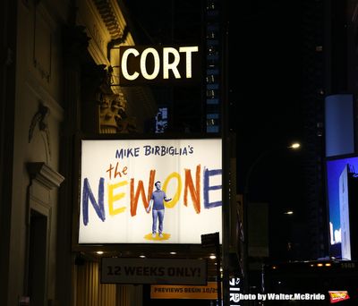 Theatre Marquee for "Mike Birbiglia's The New One" on October 17, 2018 at the Cort Th Photo