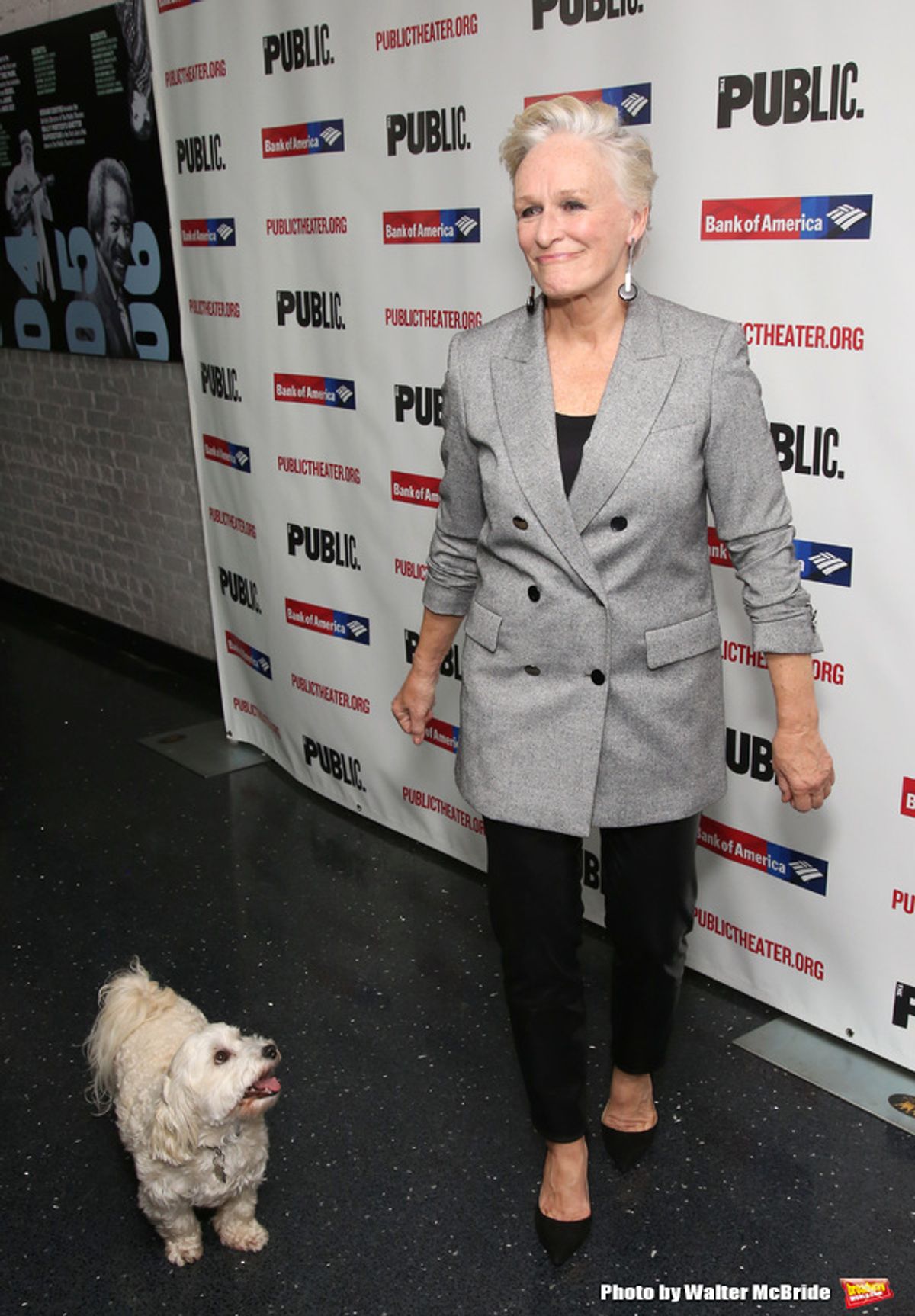 Glenn Close with her dog Pip at 