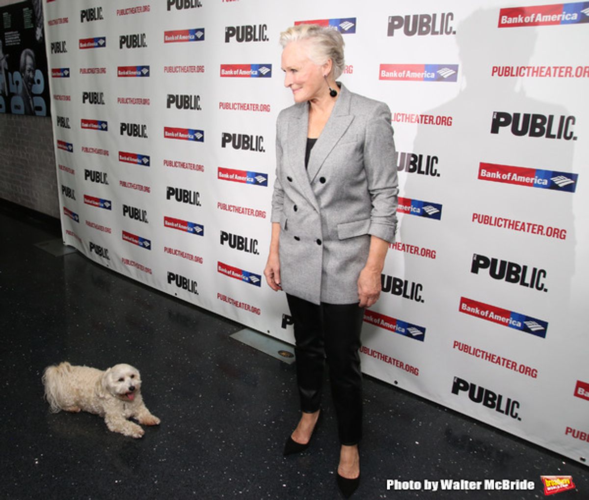 Glenn Close with her dog Pip at 