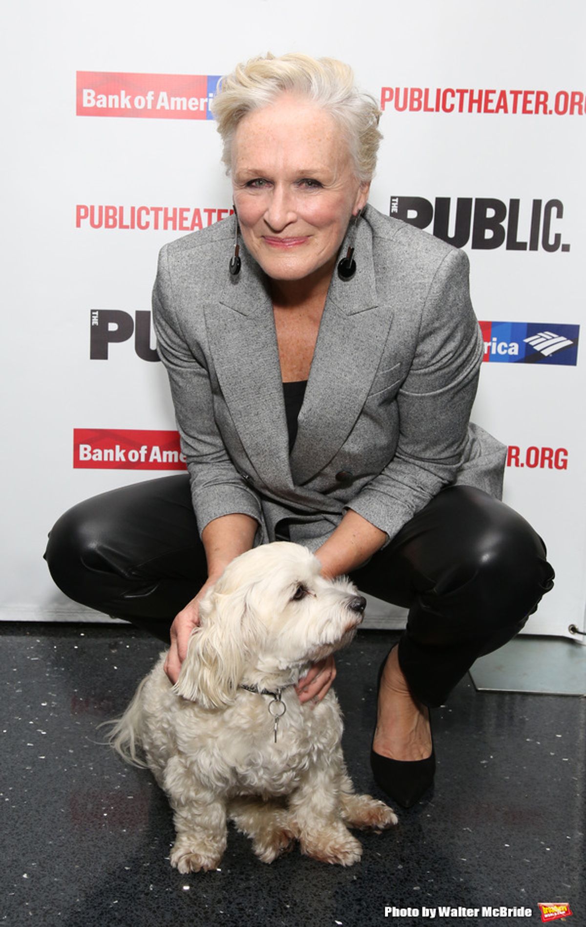 Glenn Close with her dog Pip at 