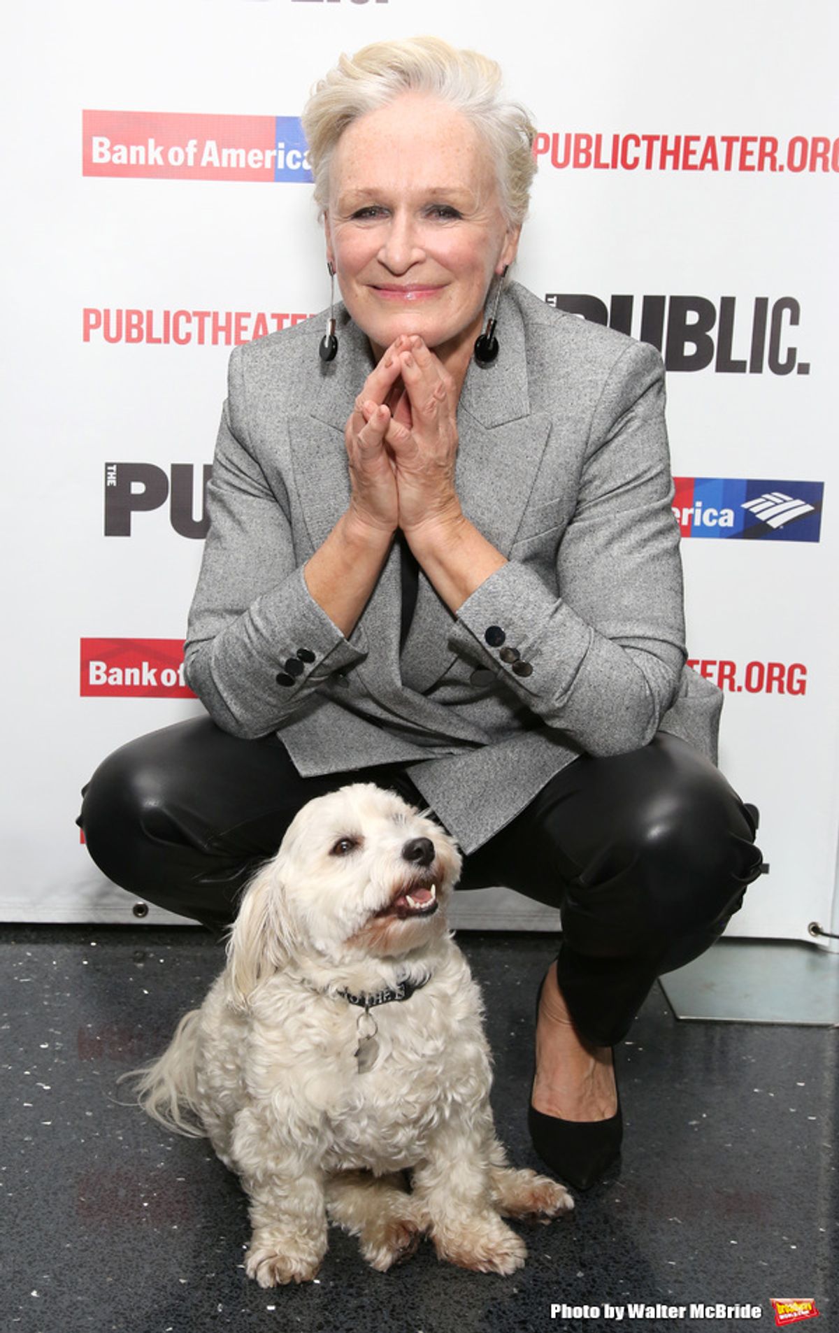 Glenn Close with her dog Pip at 
