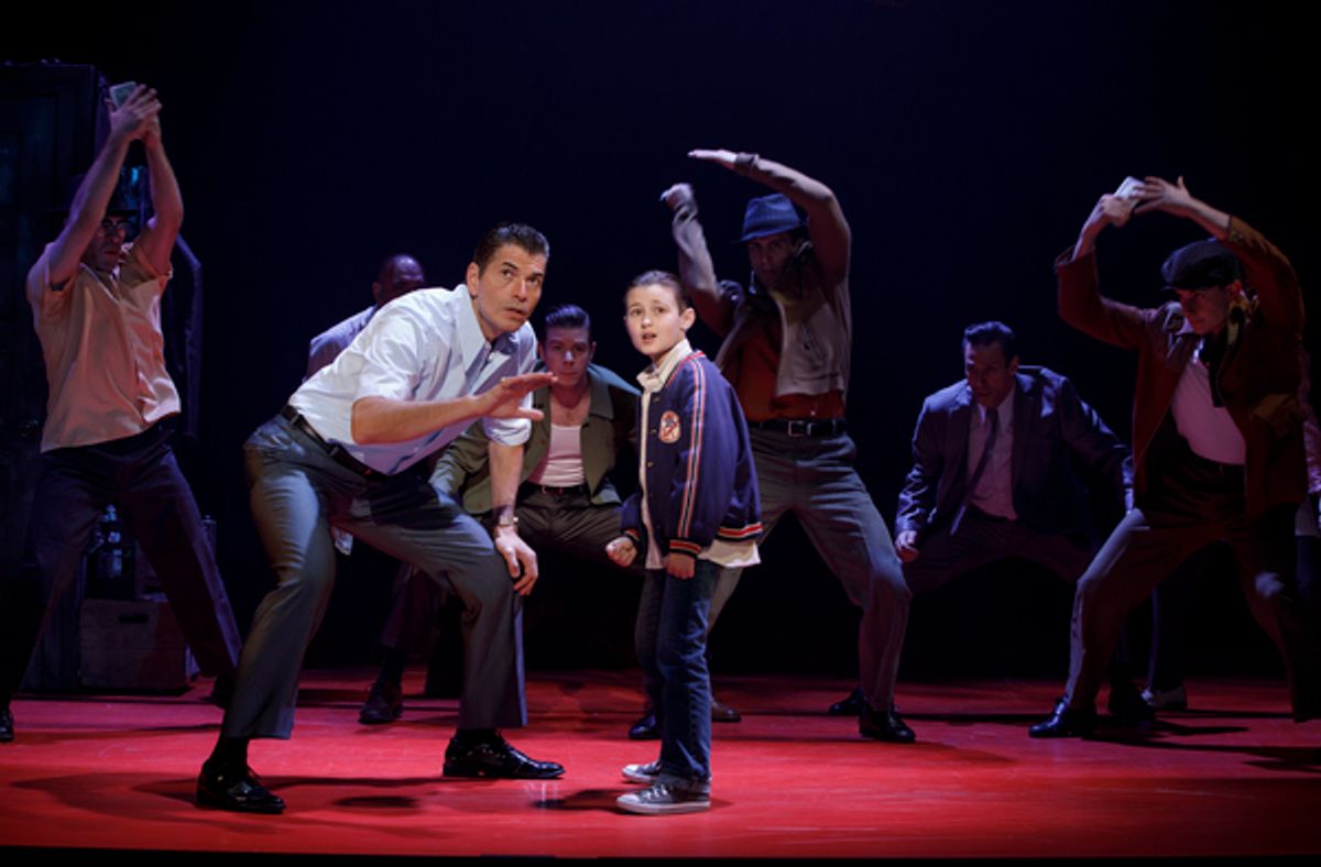 Joe Barbara (Sonny) and Frankie Leoni (Young C) and Company of A BRONX TALE at 