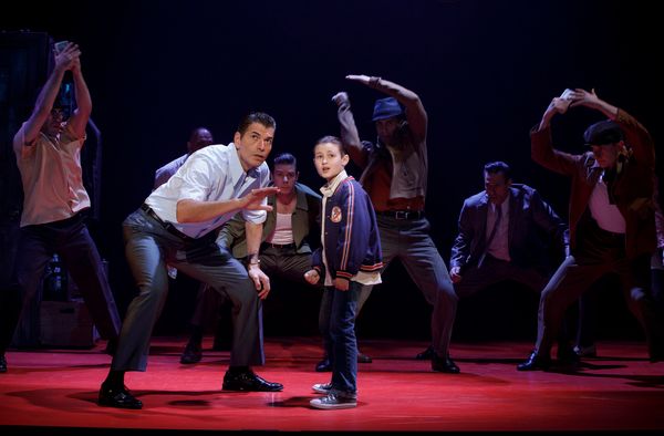 Joe Barbara (Sonny) and Frankie Leoni (Young C) and Company of A BRONX TALE Photo