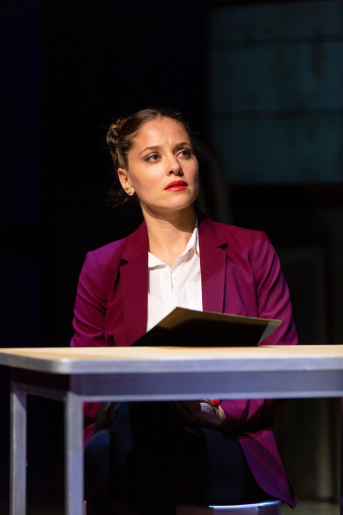 Margarita Levieva in Walter Anderson's world premiere courtroom drama, The Trial of Donna Caine, at George Street Playhouse, October 16 - November 11. Photo by T. Charles Erickson  at 