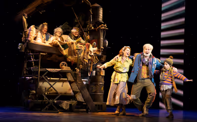 Amanda Rose as Mrs. Bucket, James Young as Grandpa Joe, Rueby Wood as Charlie  Photo