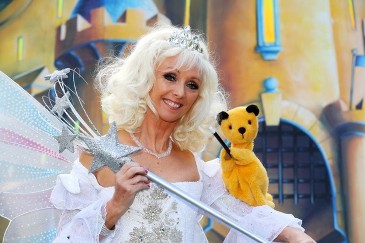Pictured: Debbie McGee as the Lovely Fairy Crystal with Sooty at 